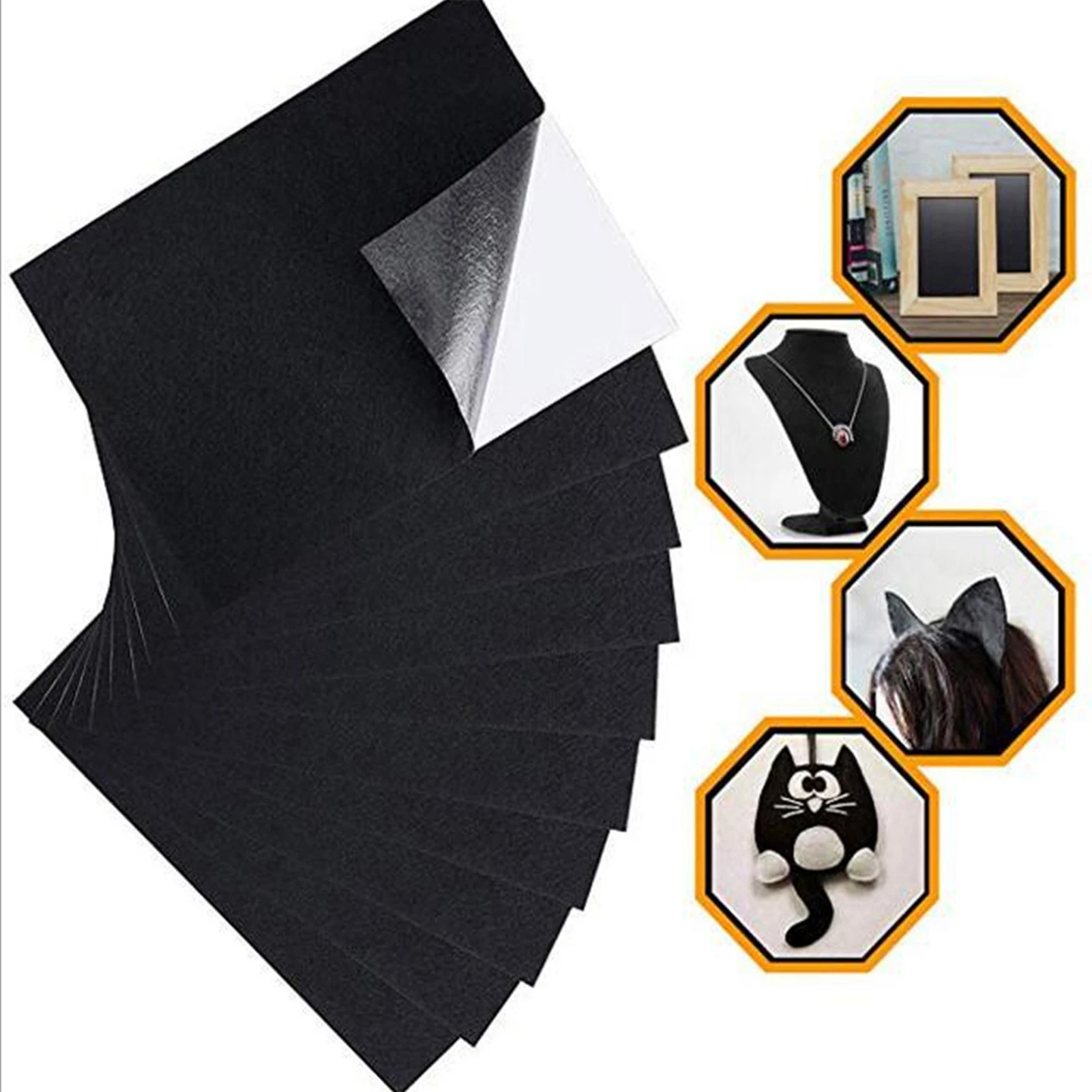 ZK10 10 шт. самоклеящаяся черная шкатулка для драгоценностей с ворсовой подкладкой, липкий аксессуар из флокированной ткани