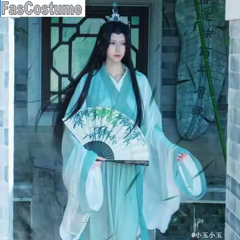Chinese Anime Novel The Scum Villain Self Shen Qingqiu Cosplay Unisex Hanfu Dress Women Anime Halloween Costume Chinese Fan Wig