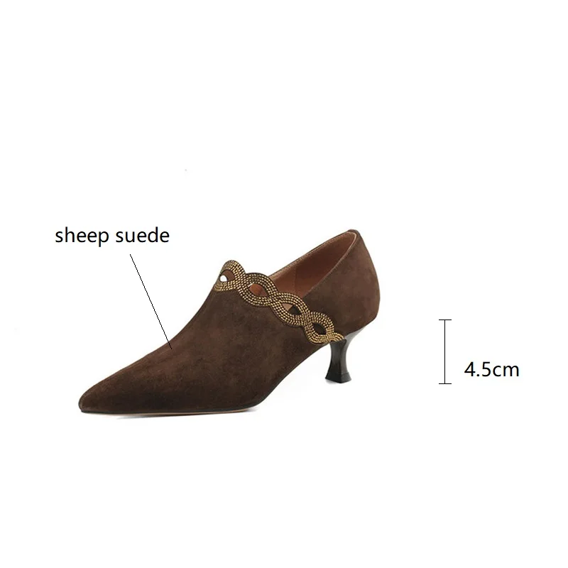 2024 New Spring Sheep Suede Women Shoes Pointed Toe Women Pumps Shoes for Women Deep Mouth Loafers Ankle Boots Zapatos De Mujer