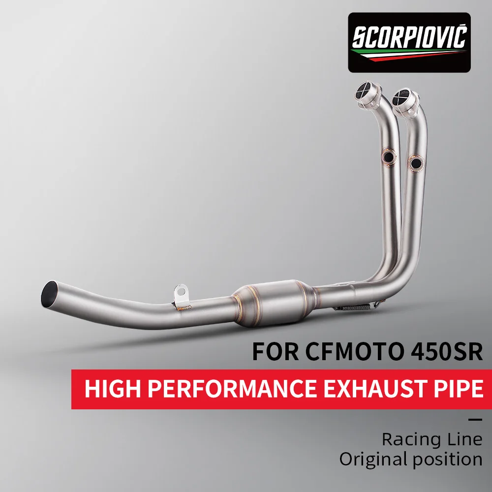 For CFMOTO 450SR 450 SR Motorcycle Exhaust Escape Front Link Pipe Header Connect Original Muffler or 51mm