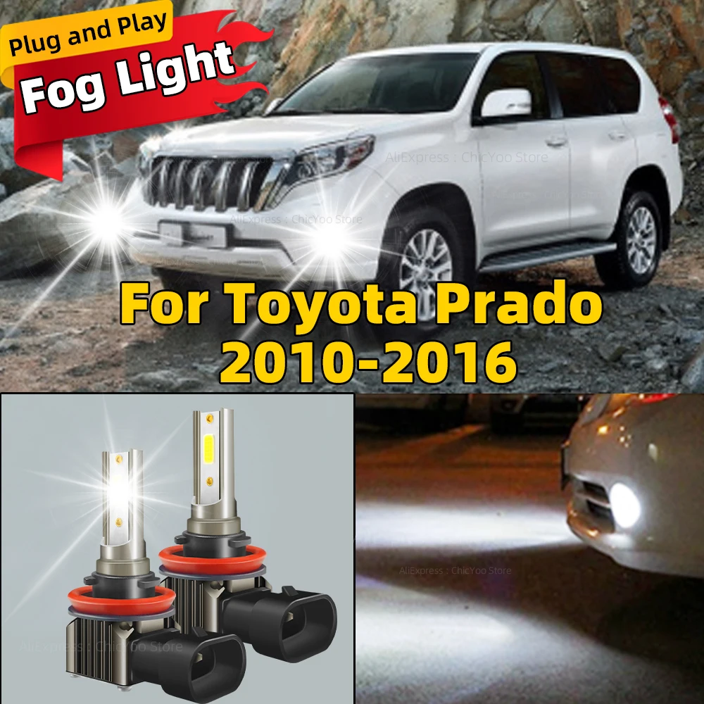 

2x противотуманные фары высокой мощности 80 Вт H11, светодиодная автомобильная лампа Canbus 6000K, беспроводная лампа для Toyota Prado 2010 2011 2012 2013 2014 2015 2016