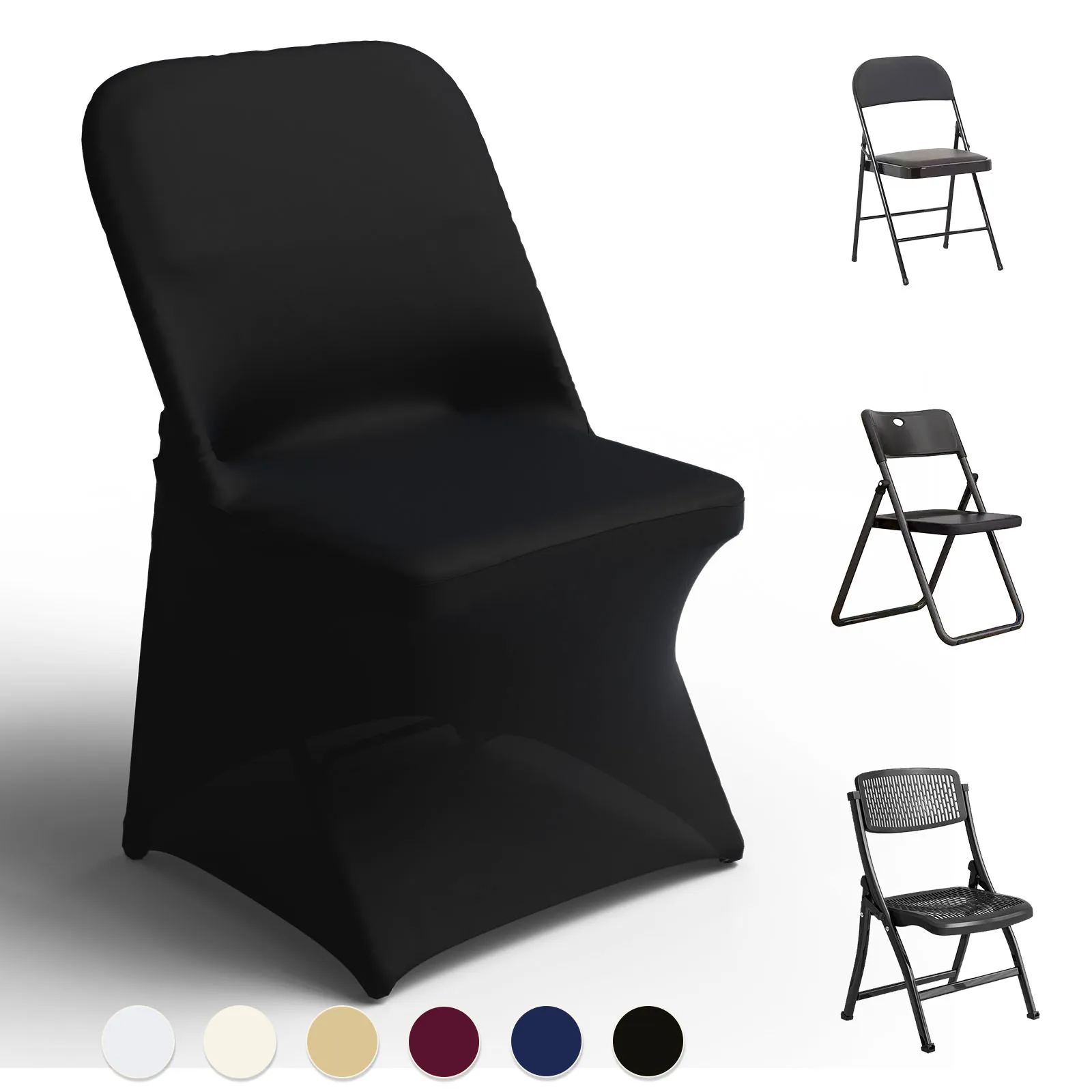 

30/50/100PCS Stretch Spandex Folding Chair Cover for Wedding Party Dining Banquet Event white Black Removable Washable