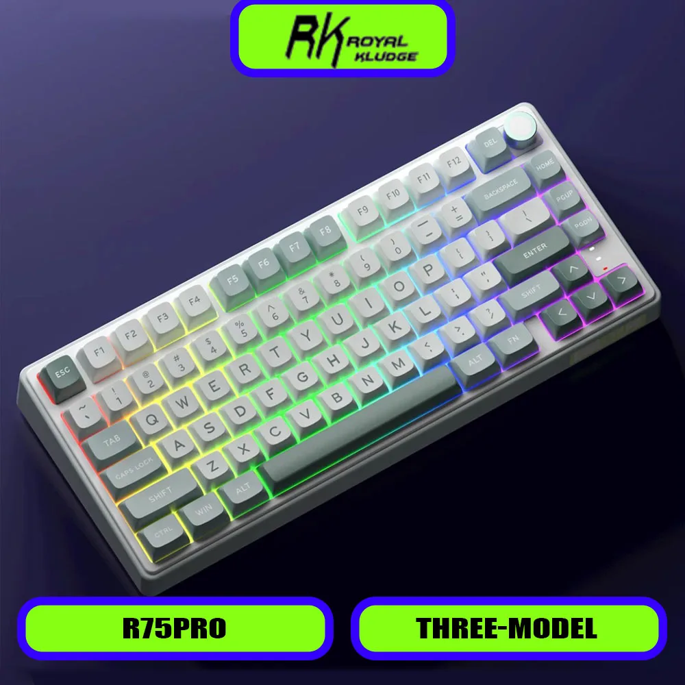 

RK R75/R75pro Gaming Keyboard PBT Wireless Three-mode Gasket Wired Single-mode Long Battery Life Suitable for Computer Office