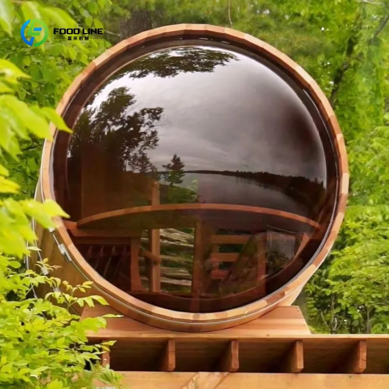 Outdoor Barrel Sauna Panoramic View for Commercial Custom