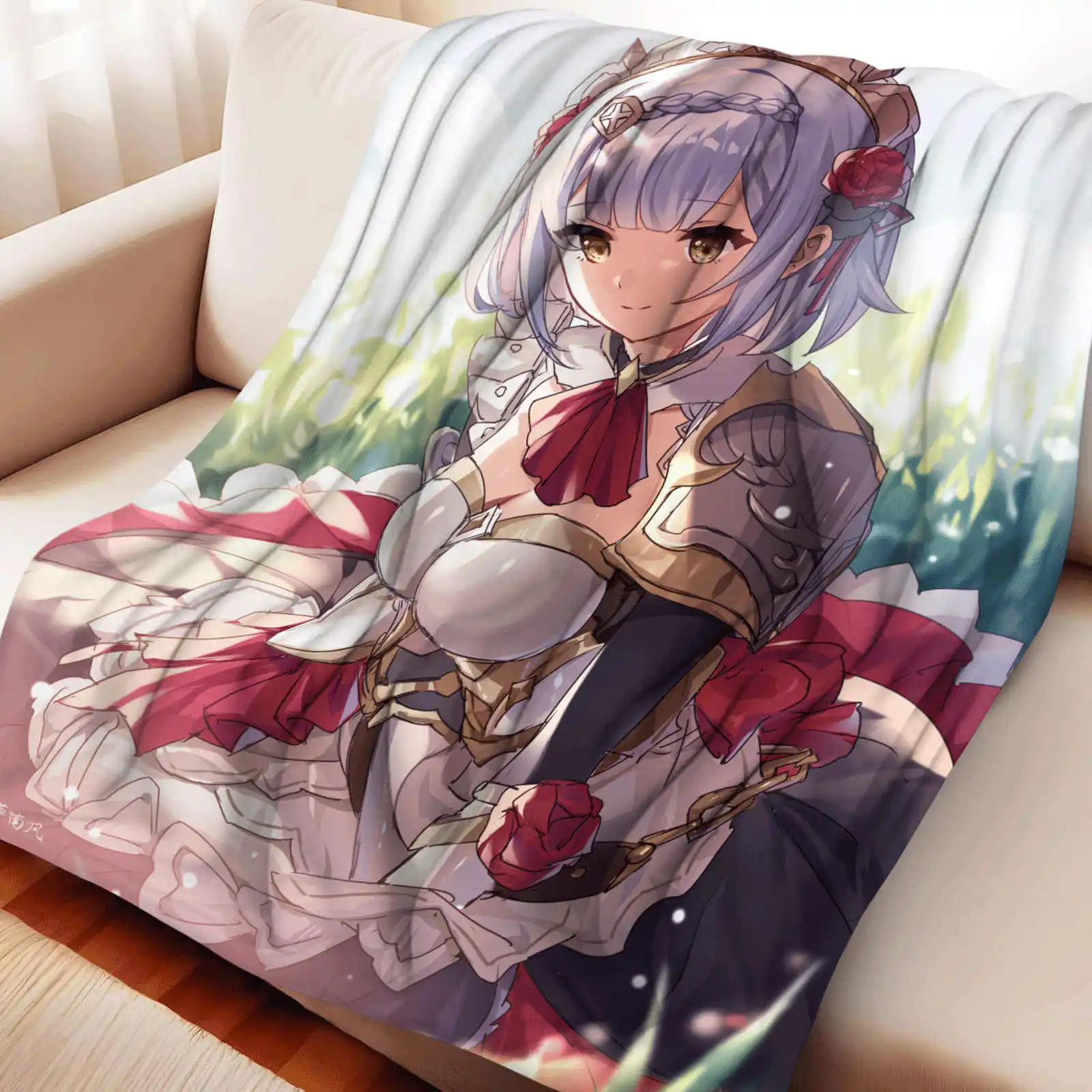 

Genshin Impact Noelle квадратное фланелевое одеяло, теплое многофункциональное декоративное универсальное одеяло, зимние одеяла