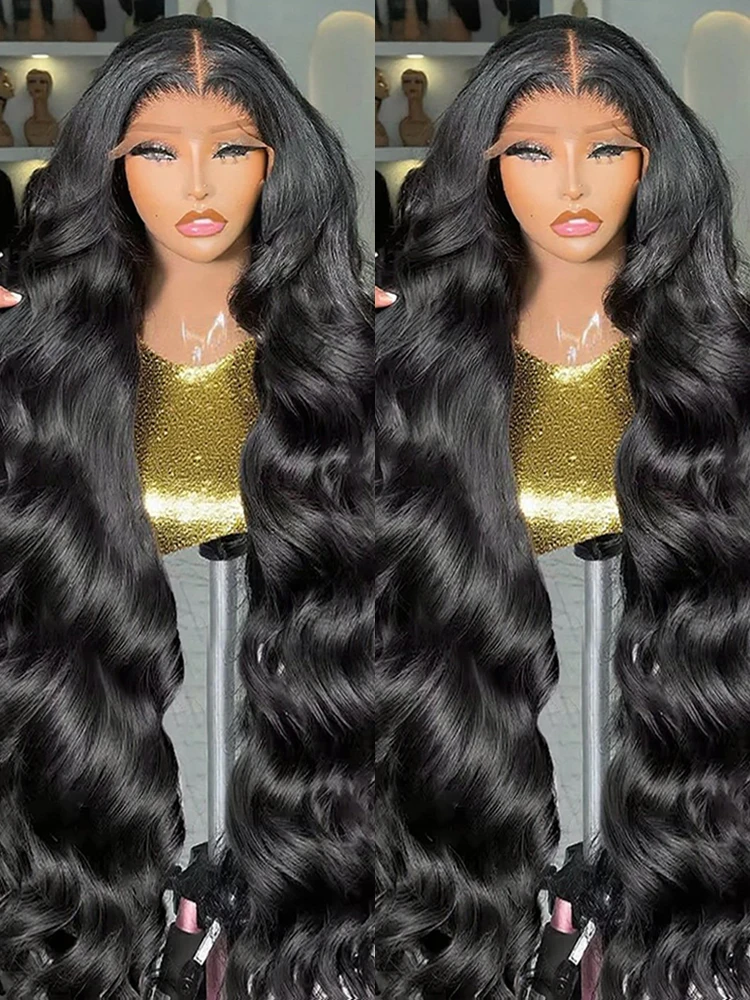Transparente hd 13x6 laço frontal peruca de cabelo humano 300% densidade 46 Polegada 13x4 360 onda do corpo inteiro peruca de cabelo humano para mulher preplucked