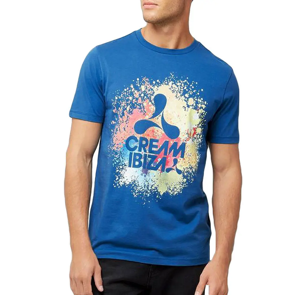 OFFICIAL Cream Ibiza Men's T shirt Blue Paint Splash Logo Amnesia Club Merch