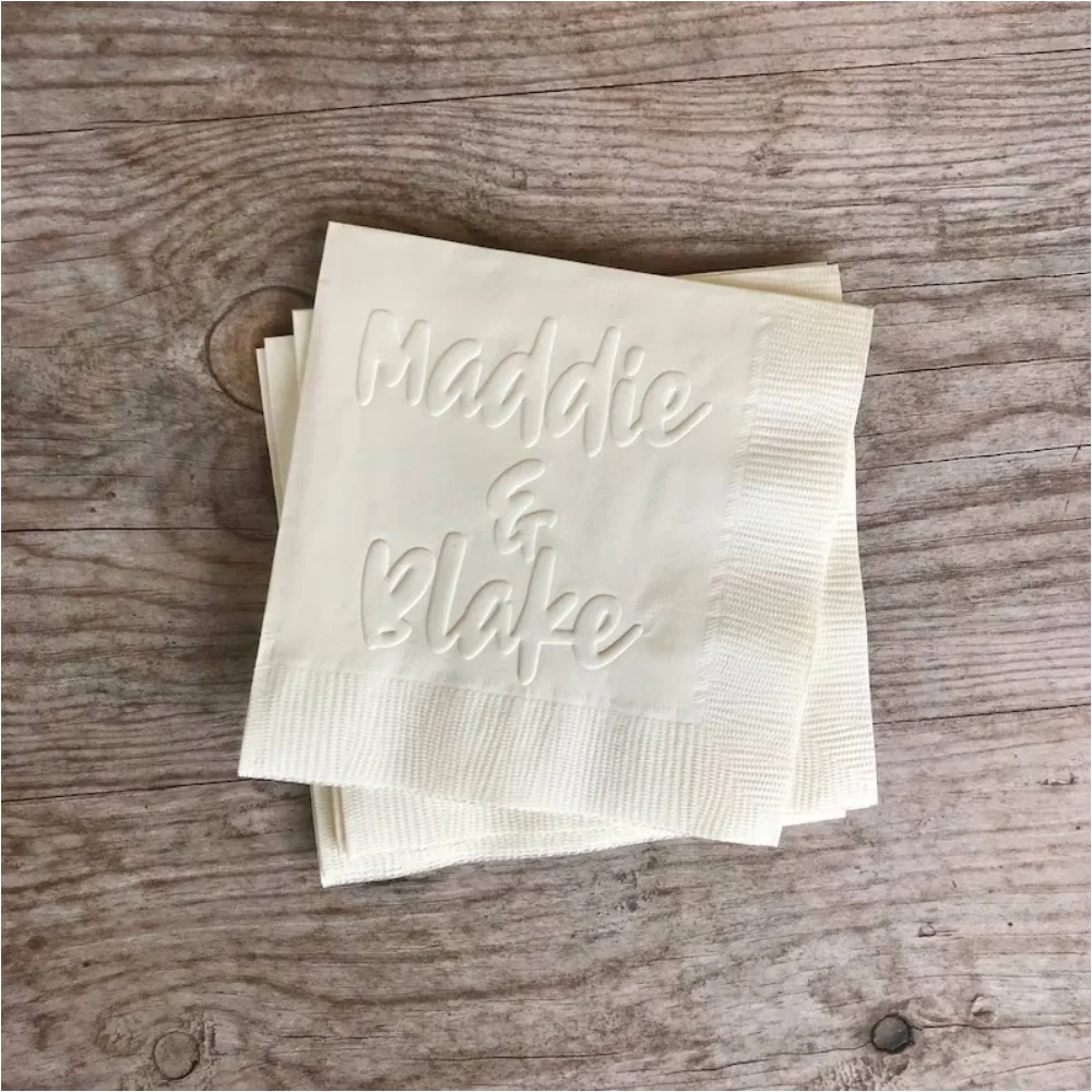 

50Pcs Embossed Napkins, Wedding, Bridal Shower, Personalized,Monogrammed, Paper,Cocktail Napkins, Beverage, Dinner, Guest Towels