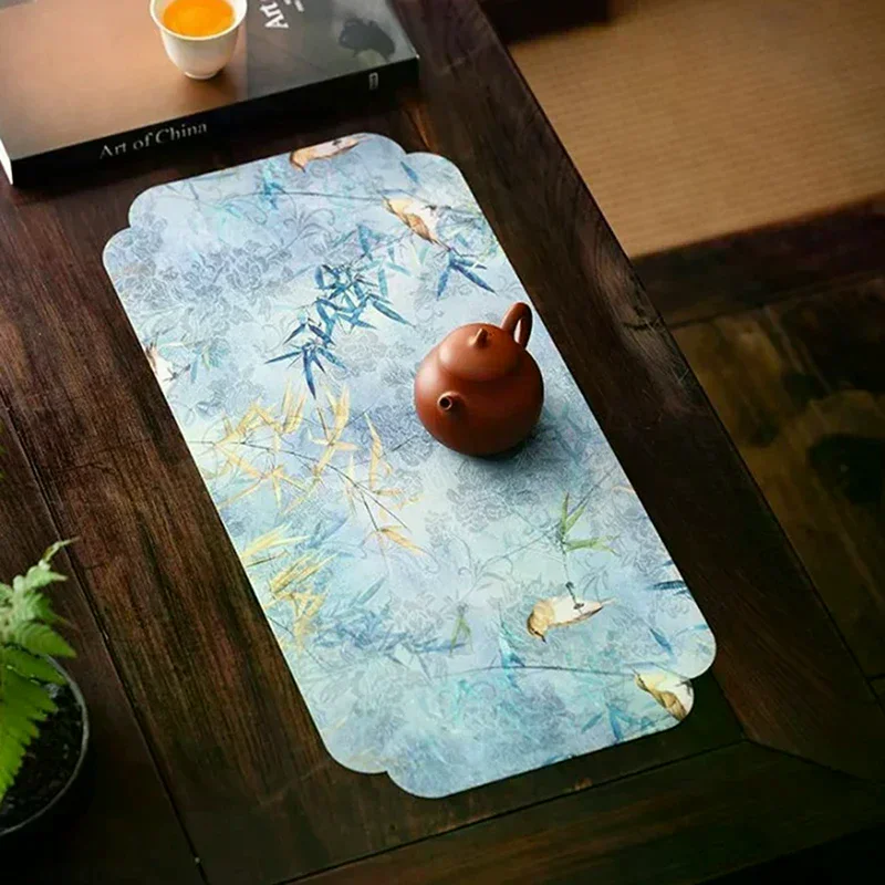 Chinese-style Retro Zen-inspired Double-sided Waterproof And Non-slip Tea Table Mat, Dry Brewing Mat, Long Table Runner