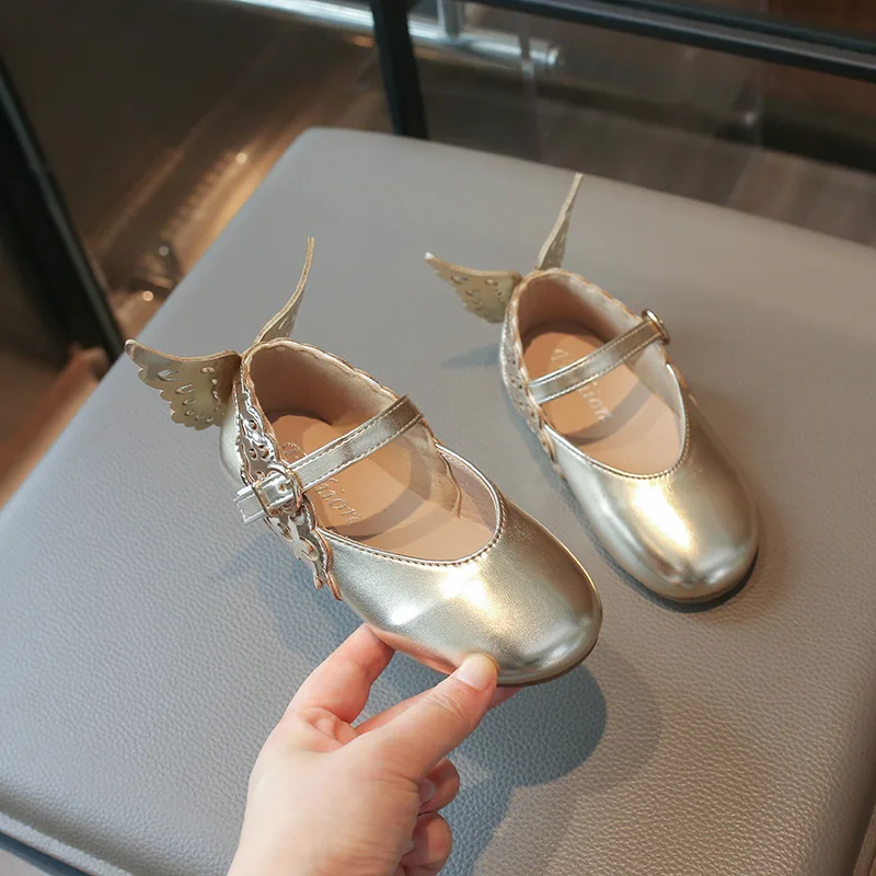 Princess Girls Shoes Kids Leather Shoes For Medium Big Girl Children Casual Butterfly Flats  Shoes For Wedding Birthday Show