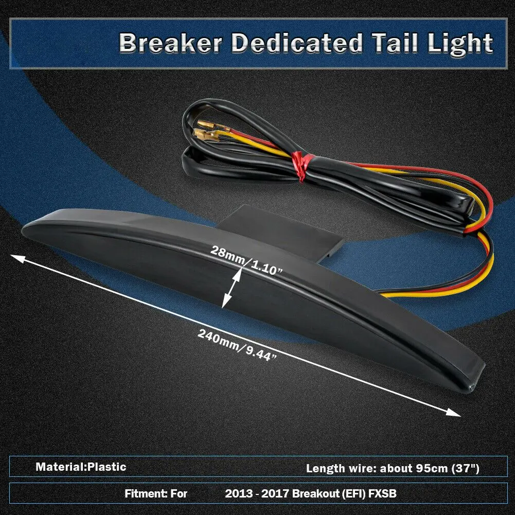 Motorcycle Rear Fender Tip LED Brake Tail Light Lamp For Breakout FXSB 2013 -2019 Rear Fender Tip Light Black Lens-ABQA