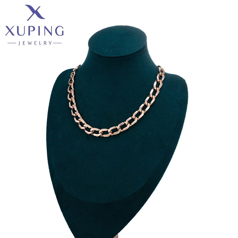 Xuping Jewelry New Arrival Fashion Stone 40cm Hot Lock Gold Color Charm Pendant Necklace for Women Girls Exquisite Gift