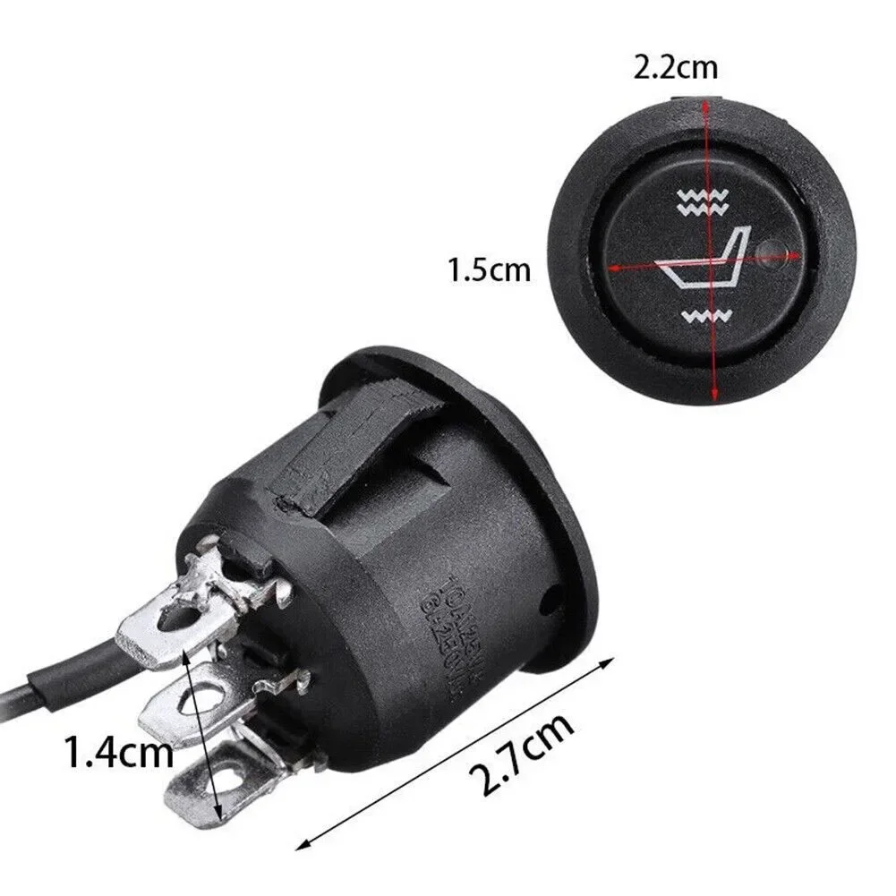 สวิตช์ฮีตเตอร์ติดที่นั่งในรถยนต์1ชิ้นสวิตช์รอบแบบอุ่นมีคันโยกควบคุมการปิดต่ำ12V สวิตช์โลหะพลาสติกสำหรับการขับขี่ที่สะดวกสบาย