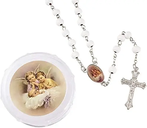 Baptism White Scented Rosary Favor - 12 Baby Baptism Rosaries with individual Gift Box