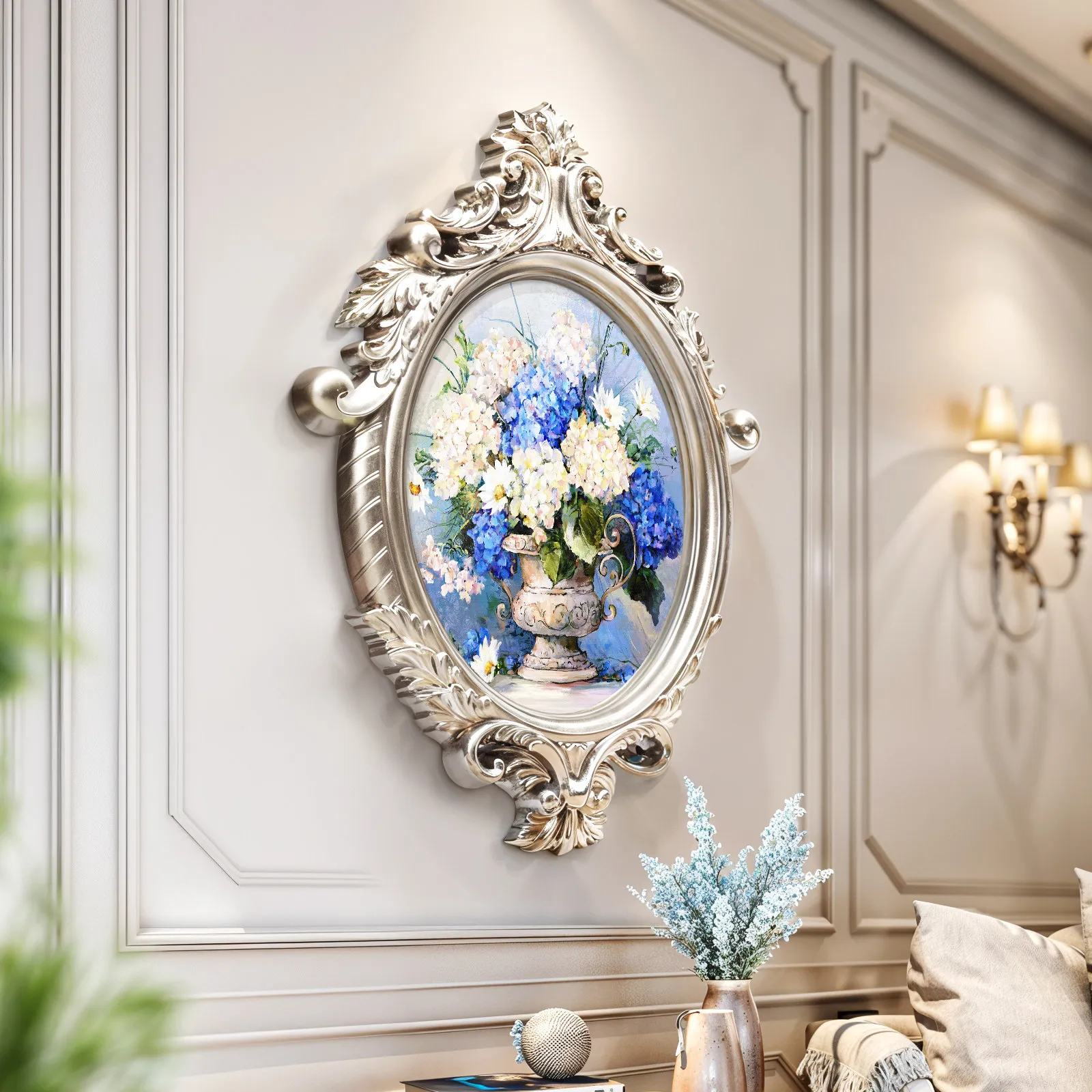 Entrance flower hanging mural fantasy decorative painting corridor aisle hanging painting European style simple European restaur