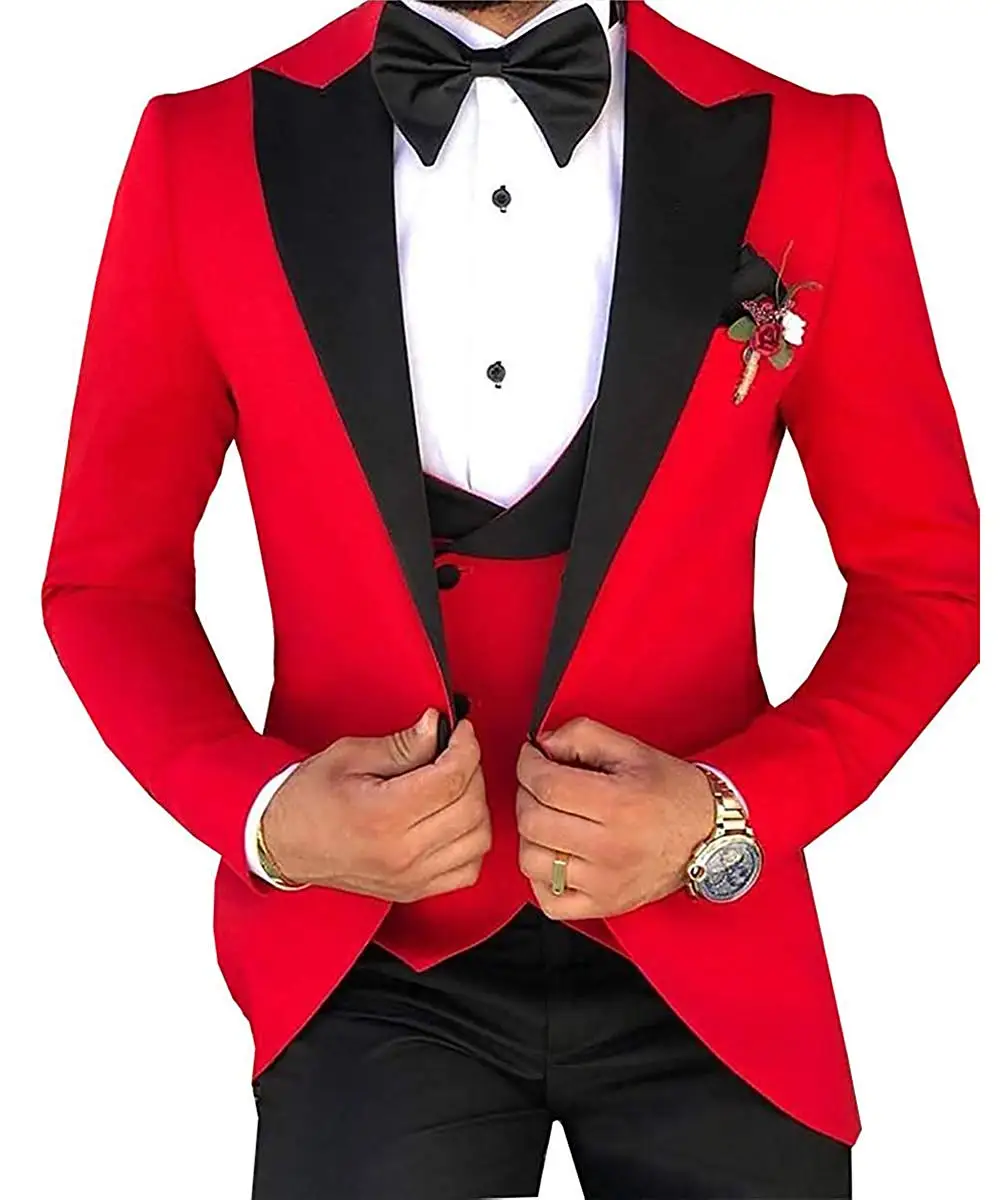 Trajes de 3 piezas para hombre, esmoquin hecho a medida para novio y padrino de boda, traje Masculino (chaqueta, pantalón y chaleco), 2023