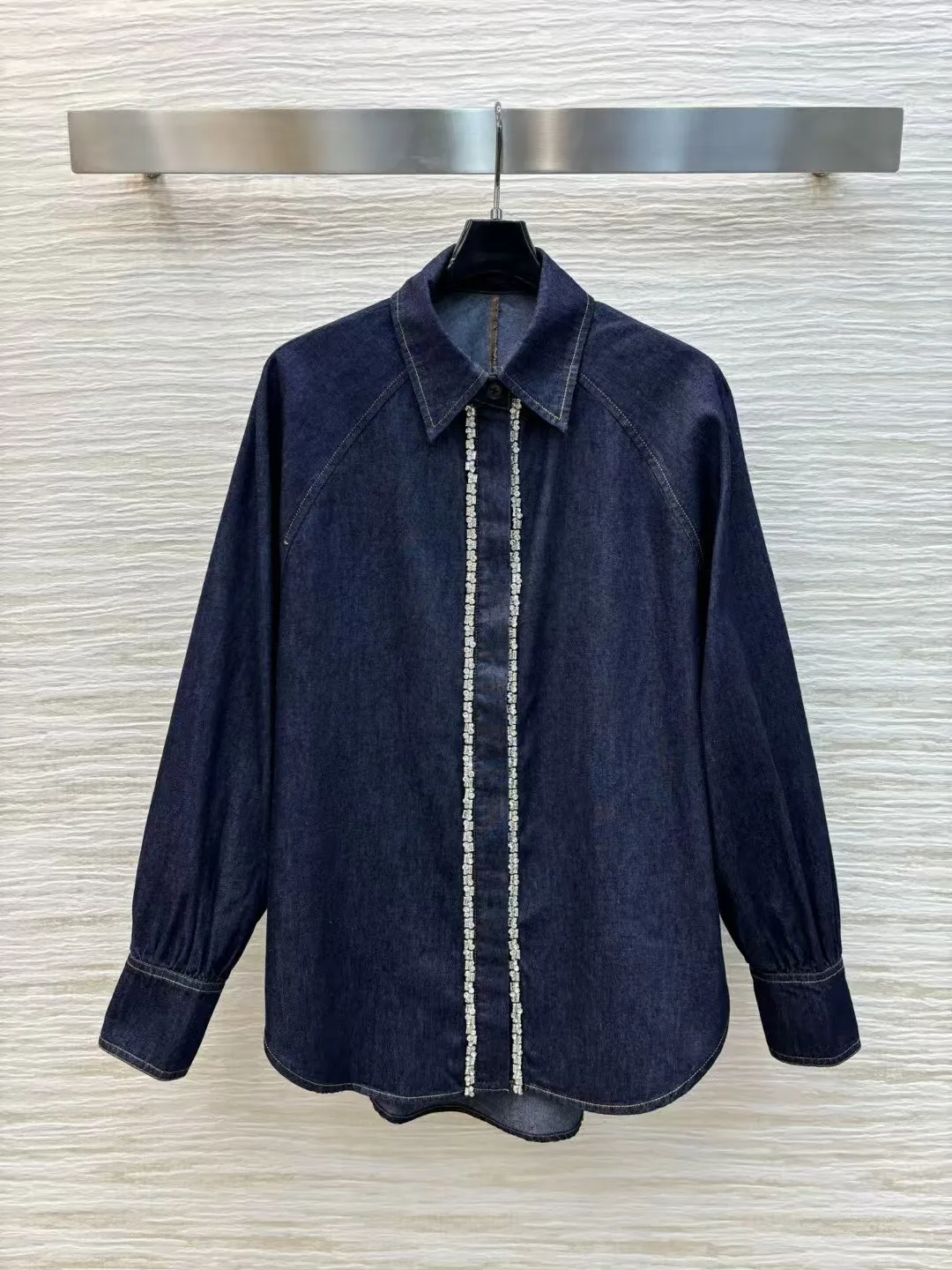 High end customized women's 2025 early spring temperament denim shirt