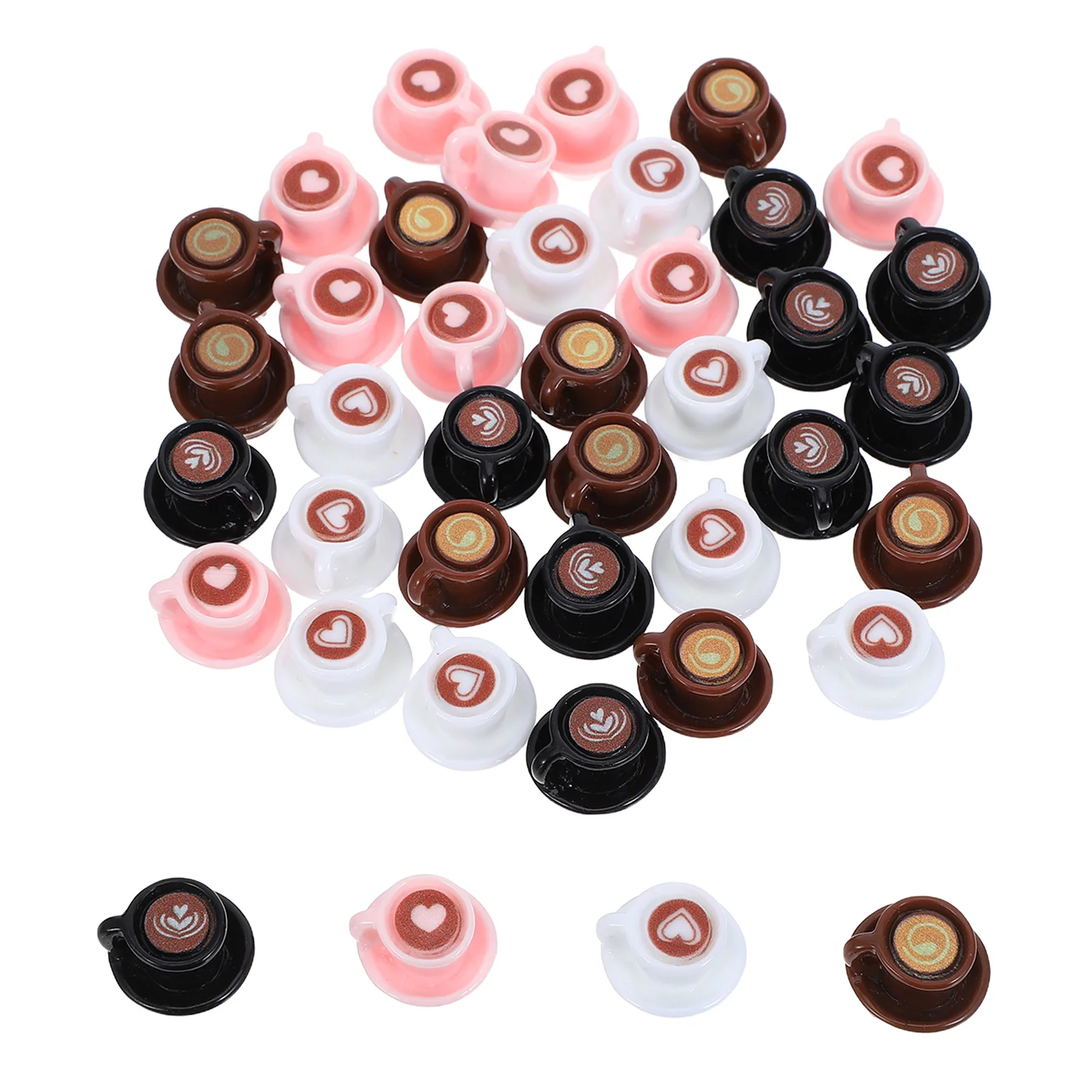 40個のミニ樹脂製コーヒーカップセット、リアルな小さな飲料オーナメント、ミニチュアホームデコレーションクラフトプロジェクトやマイクロランドスケープ用