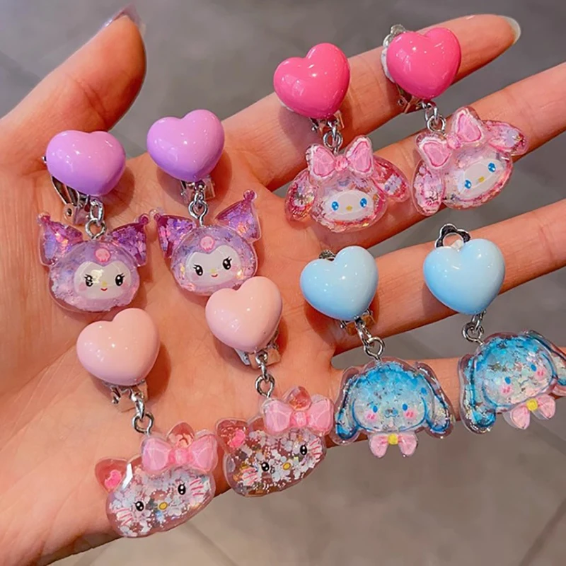 Cartoon Anime Ear Clips para Mulheres e Meninas, Sem Pingente Piercing, Acessórios de Joias, Presentes Bonitos, Moda, 1 Par