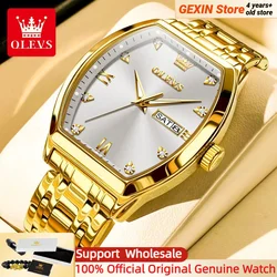 OLEVS-reloj analógico de cuarzo para hombre, nuevo accesorio de pulsera de cuarzo resistente al agua con cronógrafo, complemento masculino de marca de lujo con esfera clásica Tonneau, 5528