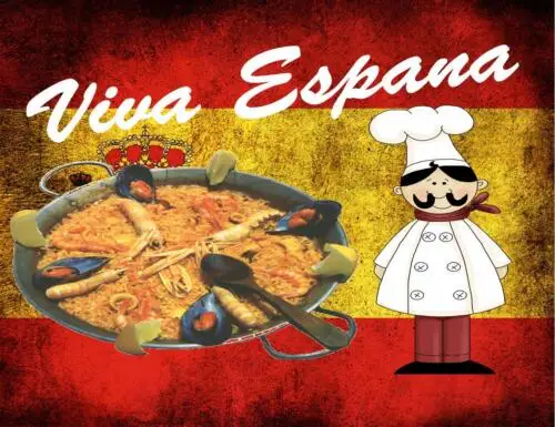 Spanish Sign Pub Sign Cafe Sign Paella Sign Design Kitchen Sign SPAIN FLAG