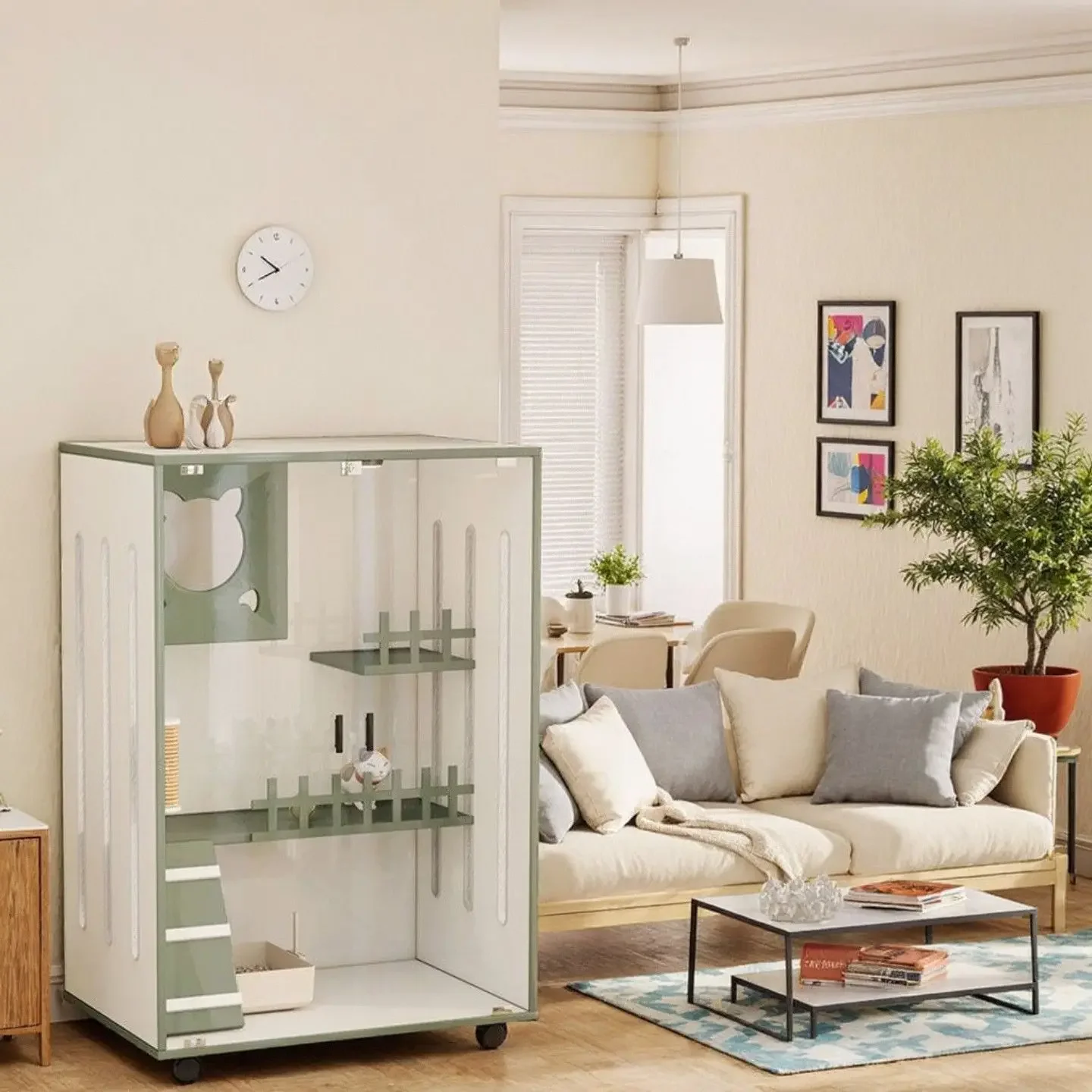 Cat cages that don't take up much space are suitable for large indoor homes or small apartment climbing frames