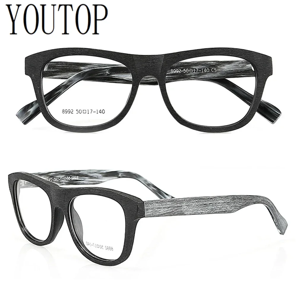 

Винтажная мужская оправа для очков с имитацией древесины, женская квадратная оптическая оправа для очков, ретро очки по рецепту, очки с полной оправой