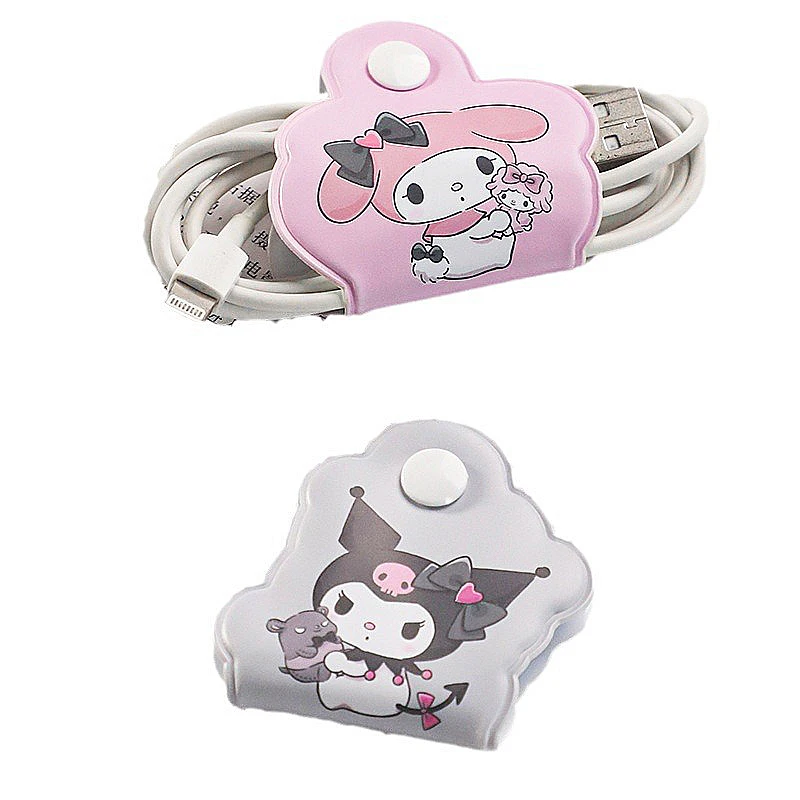 Sanrios Data Line Accessories Kuromi USB Charger Cord Management Cute Mymelody Cable Organizer Cable Holder Ties Winder Clip