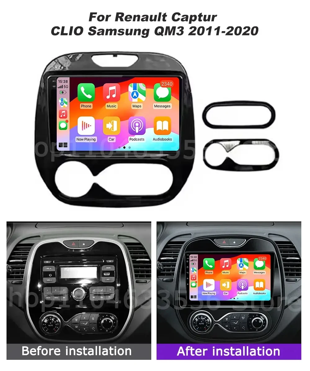 Fotografia 3: Rádio Automotivo Android 16 para Renault Captur CLIO Samsung QM3 2011-2020, Reprodutor Multimídia com Carplay Sem Fio, Sem DVD 2Din, Unidade Principal de 9 polegadas