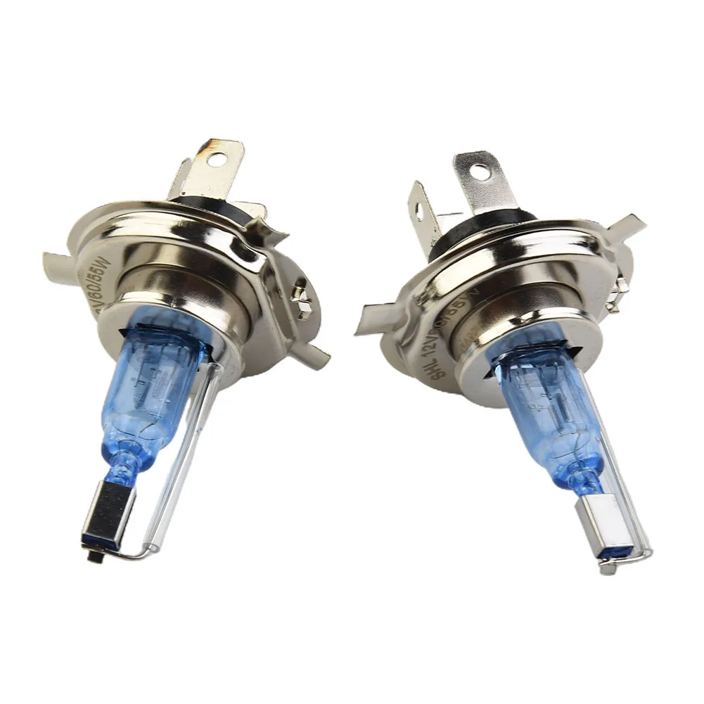 

2pcs H4 55W 12V Headlight White Bulb Super Bright Dual Low-Beam Headlight Lamp Xenon Bulbs Automobile Bulb Replacement