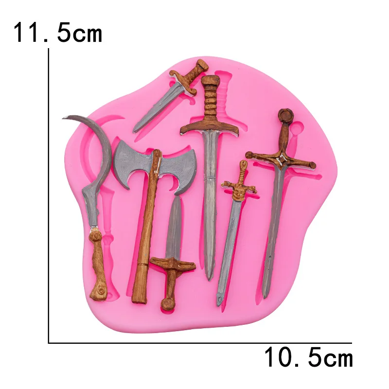 Mini Retro Sword Axe Bull Head Silicone Mold Handmade DIY Tool Chocolate Fondant Cake Decoration Resin Moulds