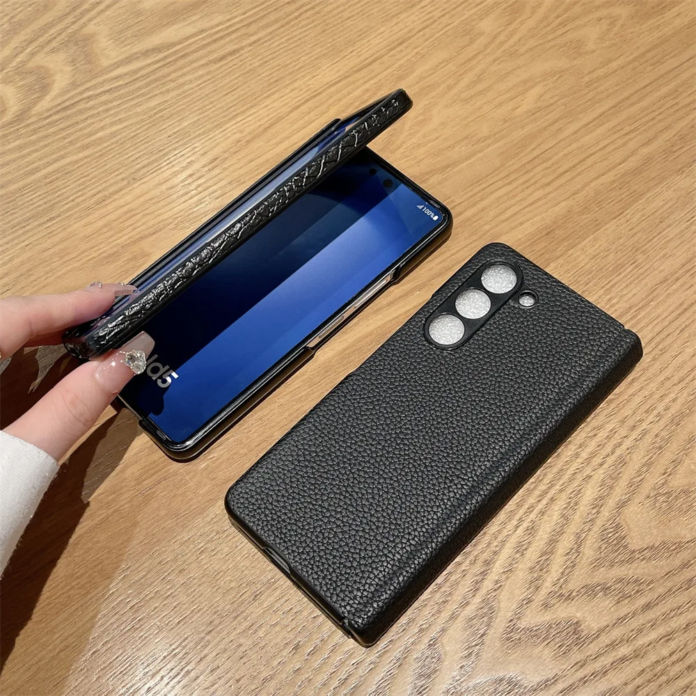 حافظة واقية فاخرة مفصلية لهاتف سامسونج Z Fold 5 ، حافظة جلدية شاملة ، حافظة خفيفة الوزن لهاتف جالاكسي Z Fold5