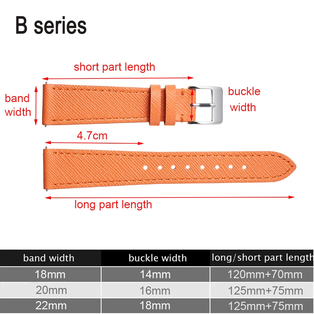 Epsom Watch Strap 18mm 20mm 22mm Calfskin Leather Watchband Quick Release Watch Band Hand-Made Palm Pattern Wristband Belt