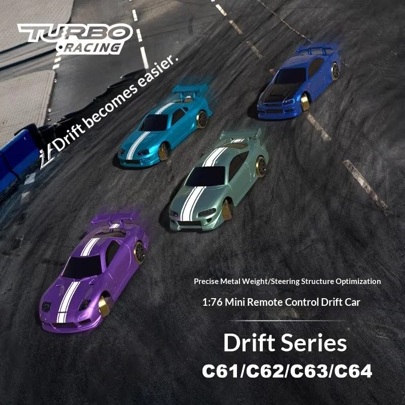 

Радиоуправляемая дрифт-машинка TURBO RACING 1/76 C61 C62 с прецизионной металлической гиростабилизацией, игрушка для детей