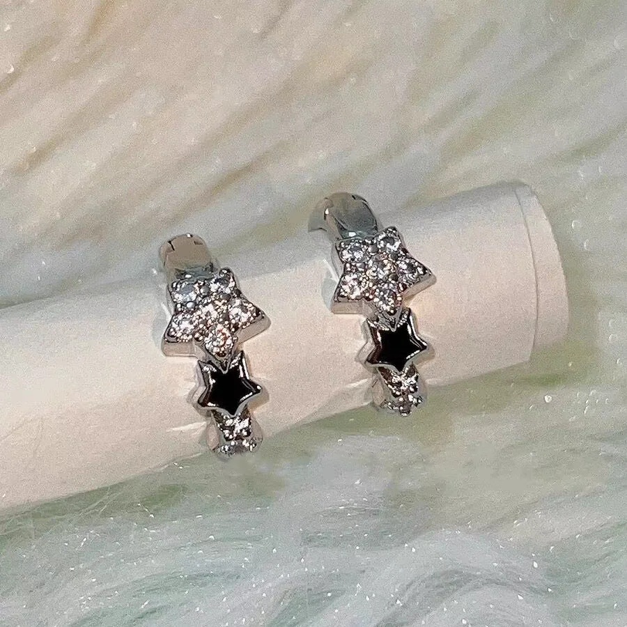 

925 Sterling Silver Earrings for Women Shining Stars Japanese Korean Fashionable Design Cool Style Ear Ornaments