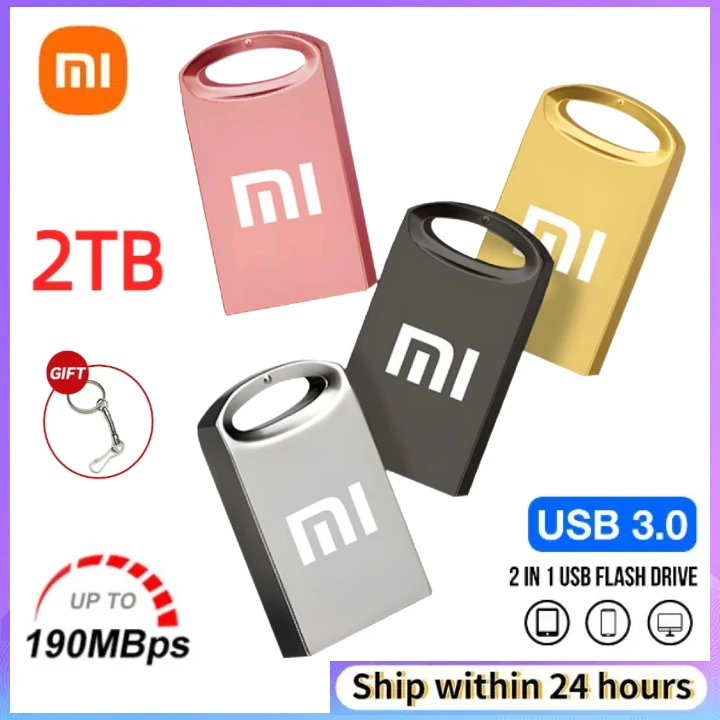 Xiaom Metal 2 ТБ USB-флешка USB 3.0 Флэш-накопитель Высокоскоростная передача файлов U-диск 1 ТБ Сверхбольшая емкость Водонепроницаемая USB-накопитель