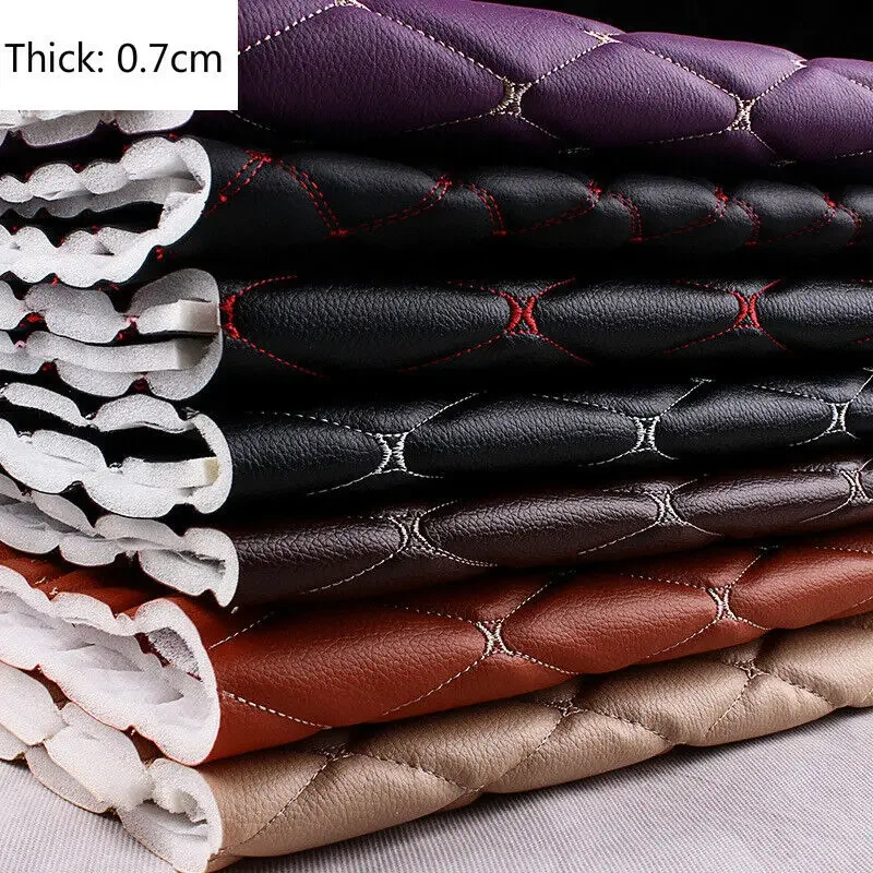 

100x158cm Faux Leather Fabric Sponge Quilted Embroidered Car Interior Material Car Foot Pad Wall Sliding Door Decor pvc Fabrics