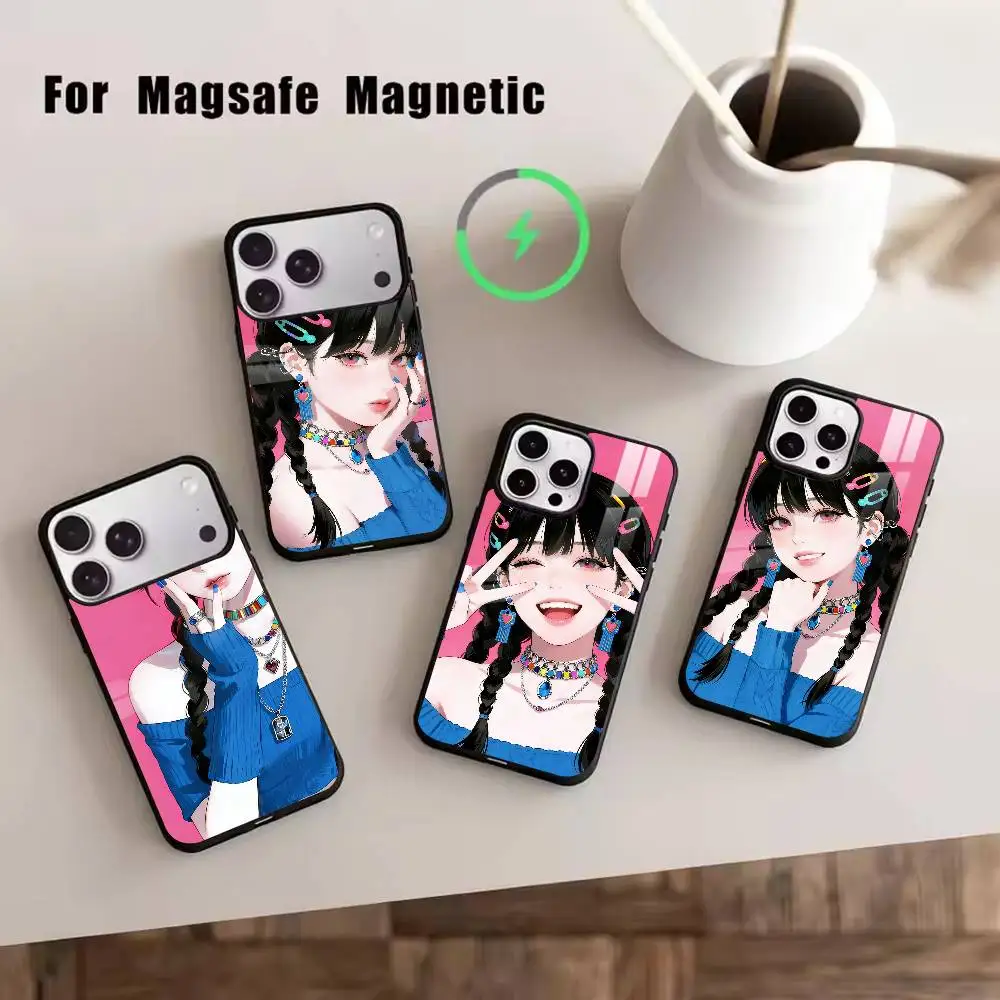 

cute girl Phone Case For iPhone17,16,15,14,13,12,11 Plus,Pro Magnetic For Magsafe Wireless Charging