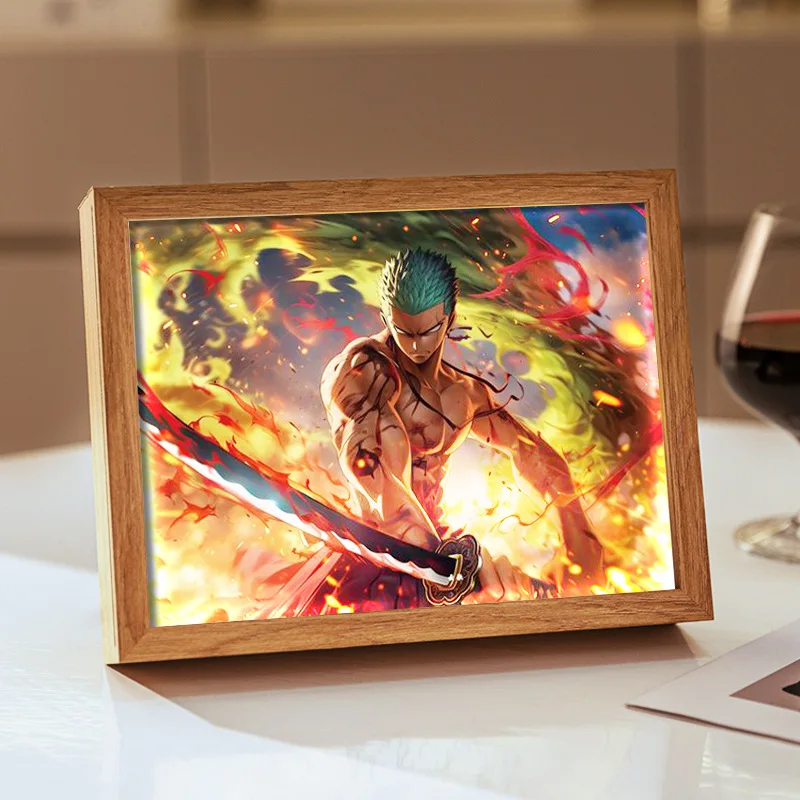 One Piece Series Light Painting Decorative Painting Zoro Color Changing Night Light Creative Photo Frame Ornament Birthday Gift