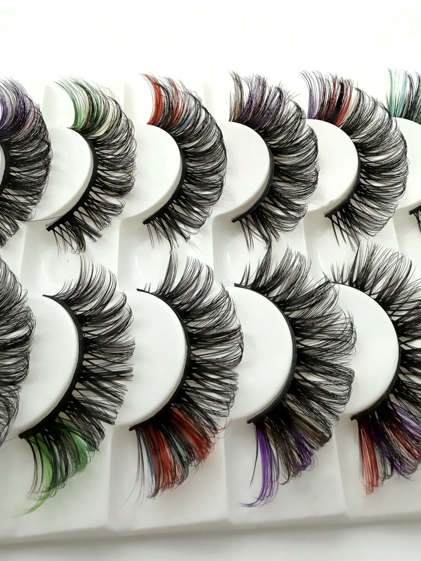 7 Paar bunte falsche Wimpern, 3D-Nerzhaar, DD-gewellte, flauschige Wimpern, russisches Volumen, natürliche, dicke Wimpern – Detail 5