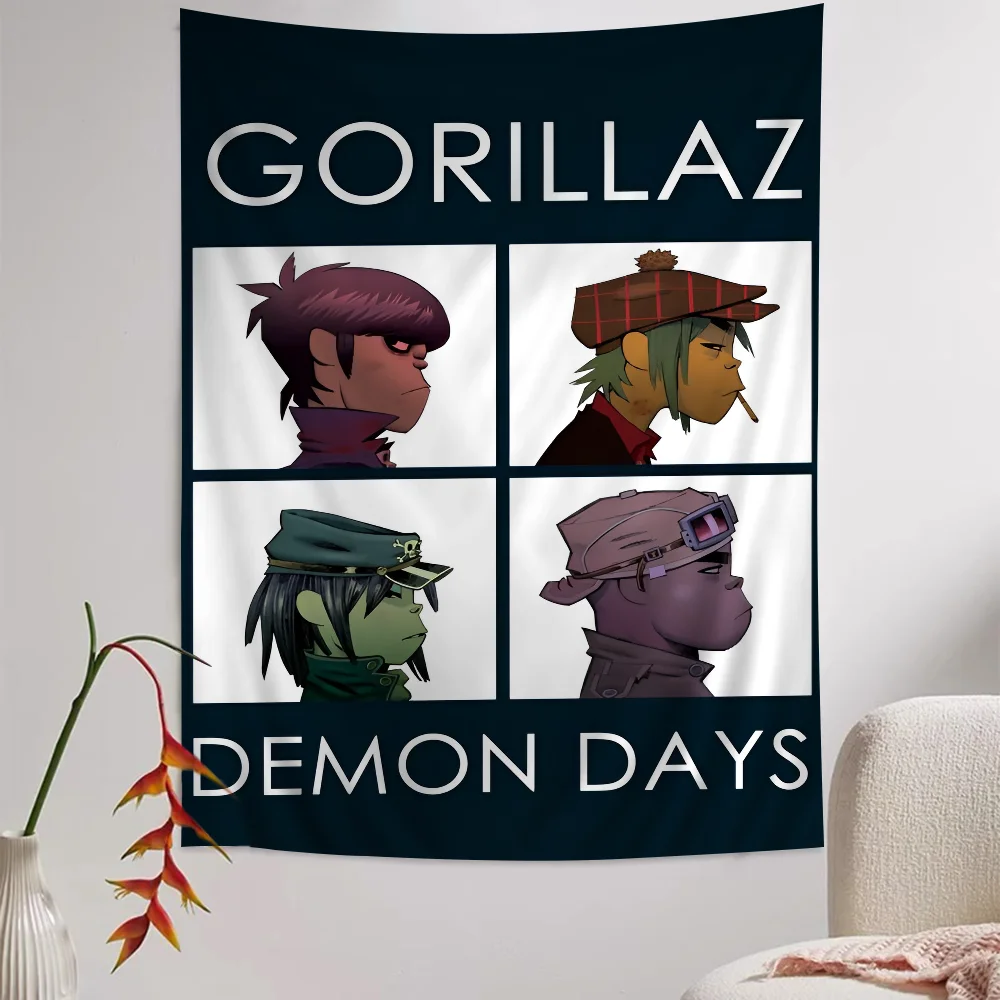 Gorillaz Band Chart Tapestry Art Science Fiction Room Home Decor Cheap Hippie Wall Hanging