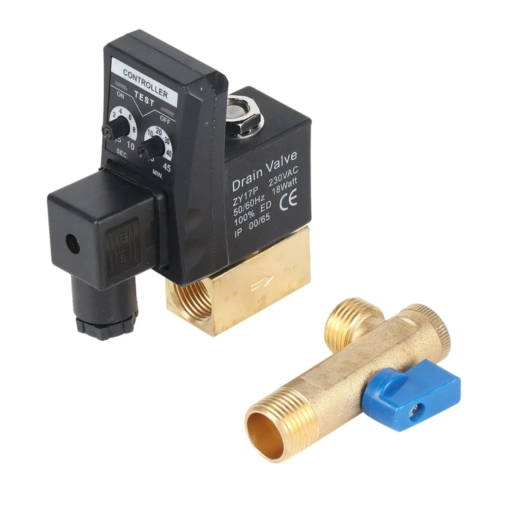 

NEW Electronic Drain Valve Timed Gas Tank Automatic Drain Valve 1/2" Port AC 220V 2-way Brass Valve for Air Compressor