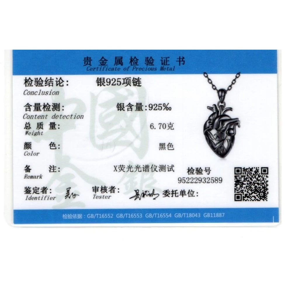 925 Sterling Silver Anatomical 3D Organ Realistic Black Human Heart Necklace Gothic Jewelry Birthday Nurse Gifts For Women Men