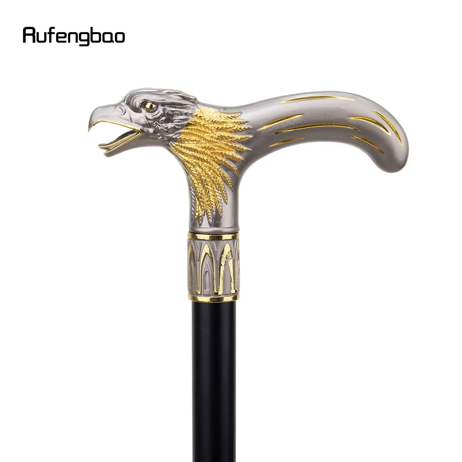 Golden Dinosaur Eagle Hawk Walking Cane Fashion Decorative  Stick Elegant Cosplay Cane Knob Crosier 93cm  Performance Stage Cane