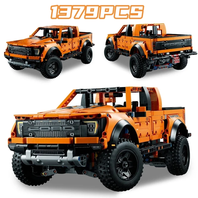 1379PCS Technical Forded Raptors Building Blocks Model F-150 Pickup Truck Racing Car Vehicle Assemble Bricks Kids Toy Gift