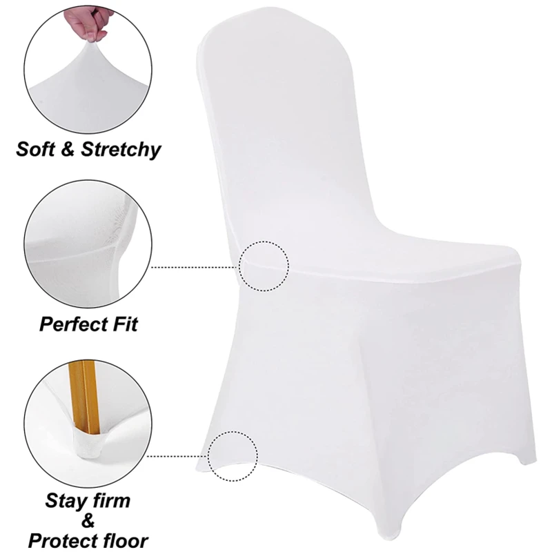 New 10-1PC White Wedding Chair Cover Spandex Stretch Slipcover Restaurant Banquet Hotel Dining Party Universal Chair Cover Decor