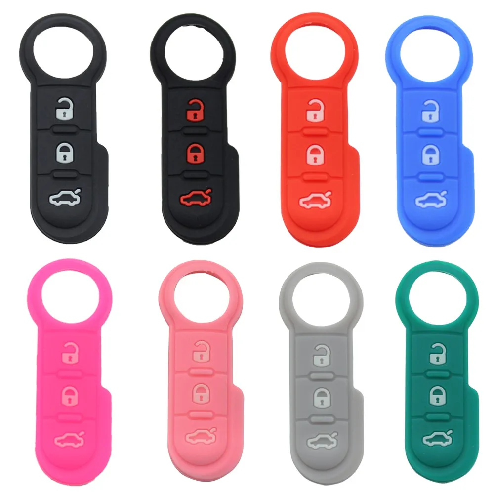 3 Button Flip Folding Remote Car Key Shell Automobile Key Shell Case Rubber Pad Replacement Fit for Fiat 500 Panda Abarth Punto