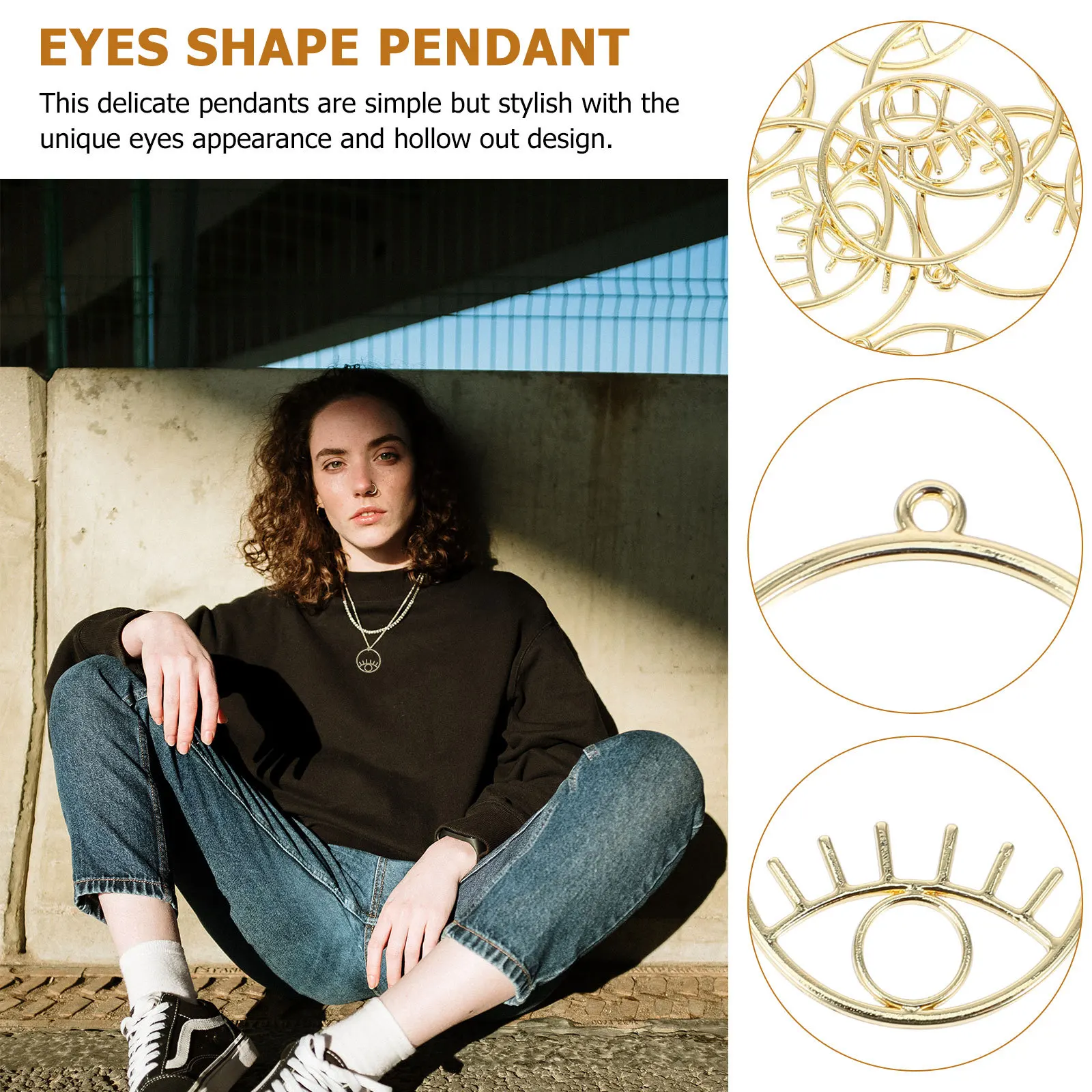 20 pçs oco para fora olhos forma pingente diy jóias fazendo materiais encantos delicados para colar pulseira olhos forma pingente