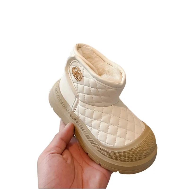 Winter new Kids snow boots girls' frosted real leather boots fashionable color wiping boys' sheep cake wool cotton boots22-36