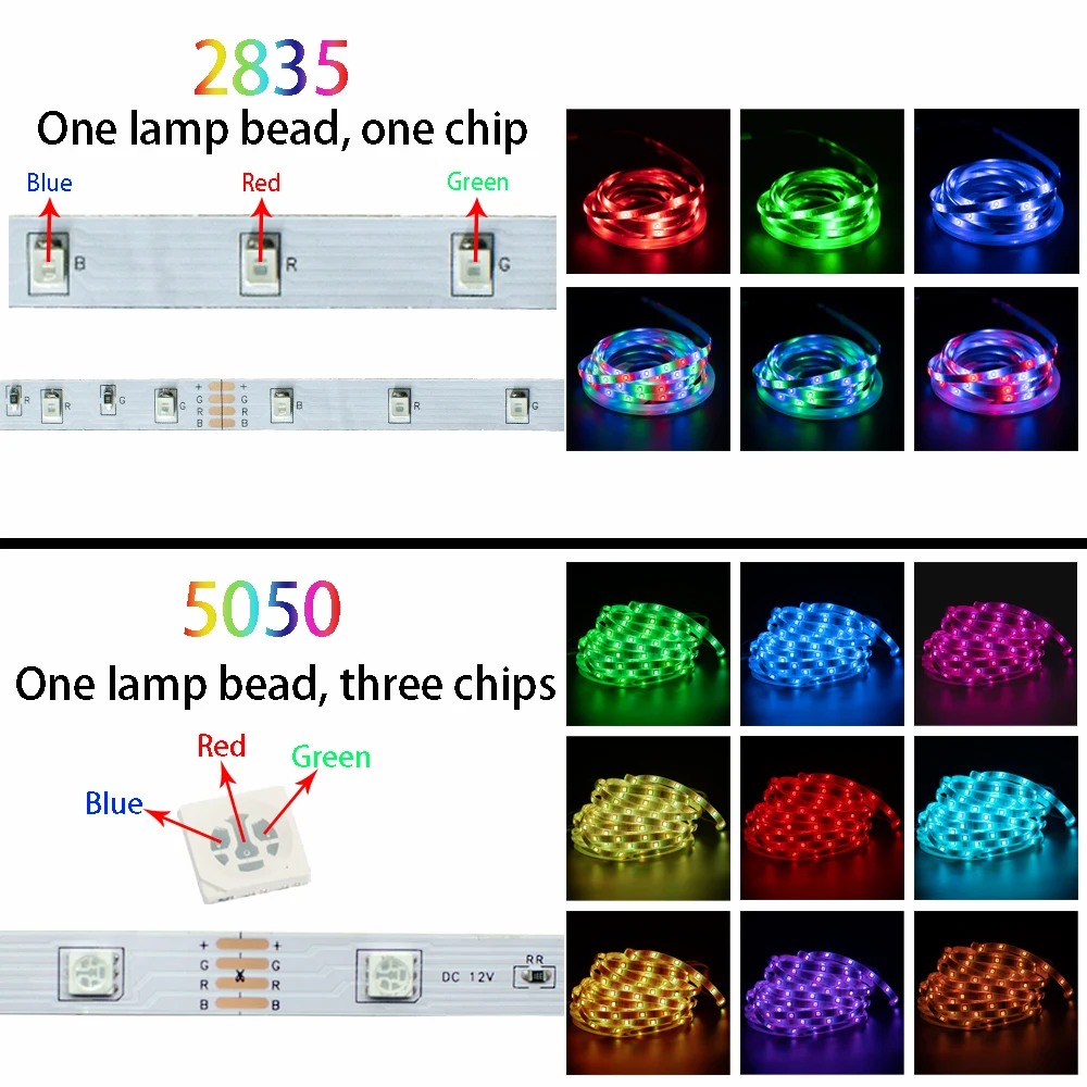 LED Strip Lamps Bluetooth Luz Led RGB 5050 SMD 2835 Waterproof Flexible Tape Diode DC12V 5M 10M 15M Luminous String for Bedroom